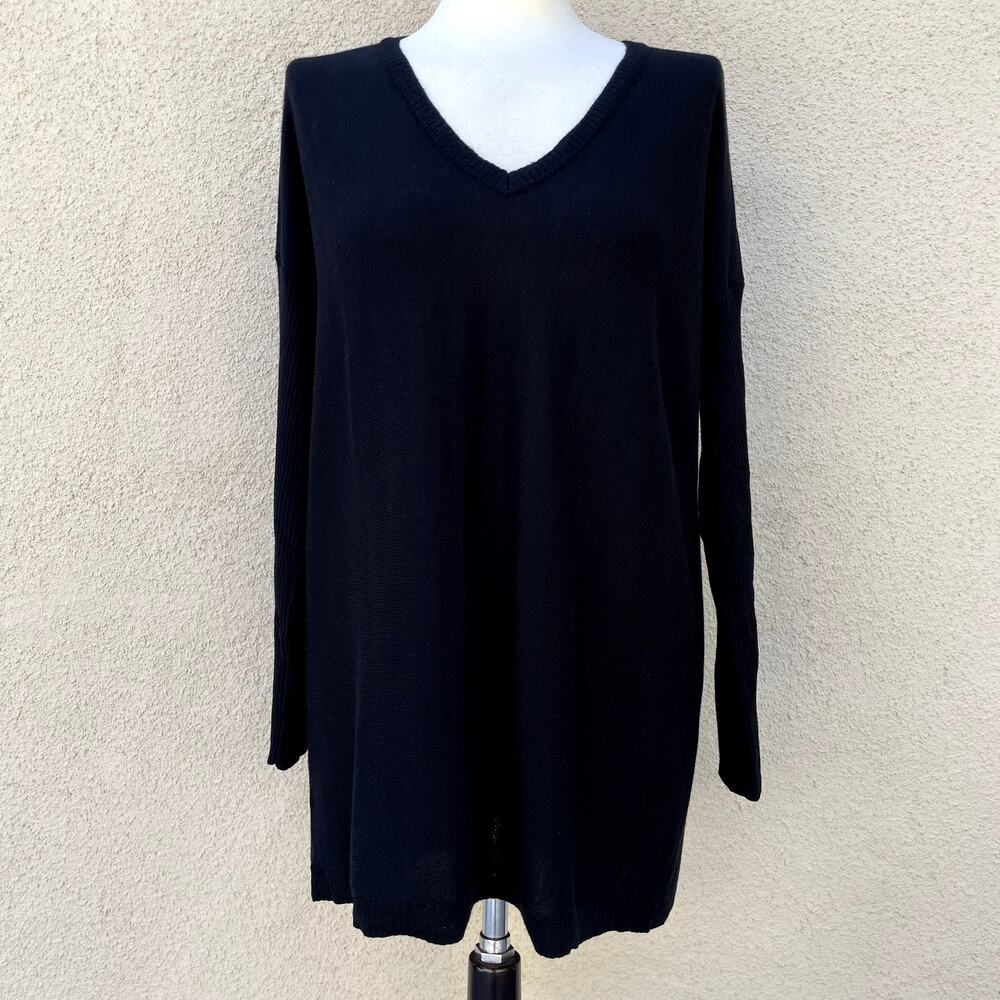 Eileen Fisher Black Tunic Sweater Size XS 100% Merino Wool
